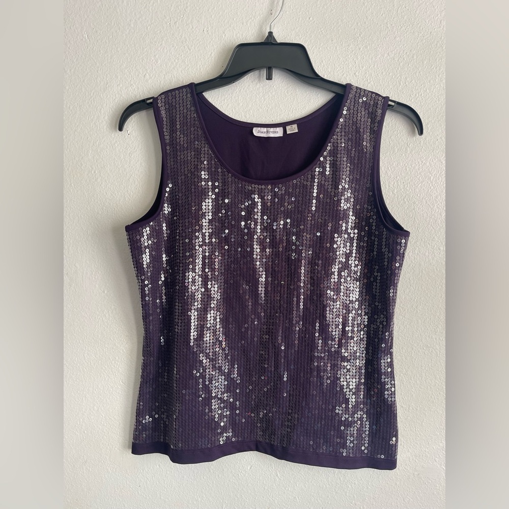 Joan Rivers Sparkling Purple Sequin Tank Top